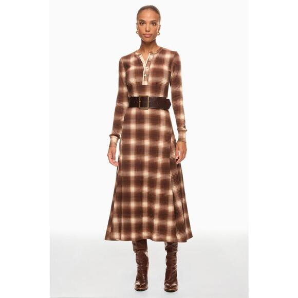 Ralph Lauren Dresses & Skirts - Polo Ralph Lauren Plaid Waffle-Knit Henley Dress Size S/P with Fabric Pull
